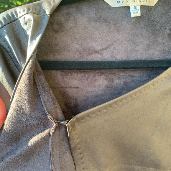 Max Studio vegan leather dark brown chocolate jacket size M - Picture 6 of 13